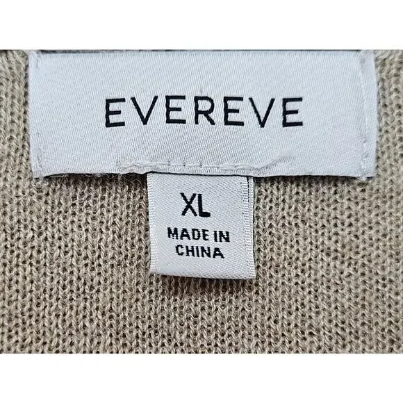 EVEREVE Women's XL Harriet Hoodie Sweater Oat Beige Gray Trim Neutral Soft 48" - Picture 3 of 7